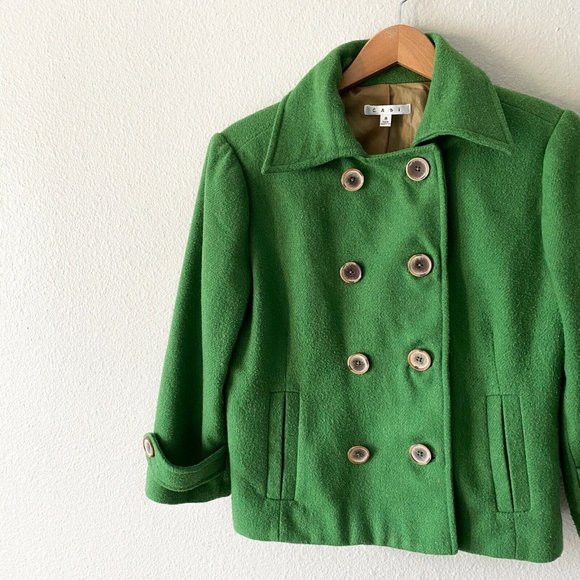 Cabi green wool blend double breasted blazer size 8 - Picture 4 of 8